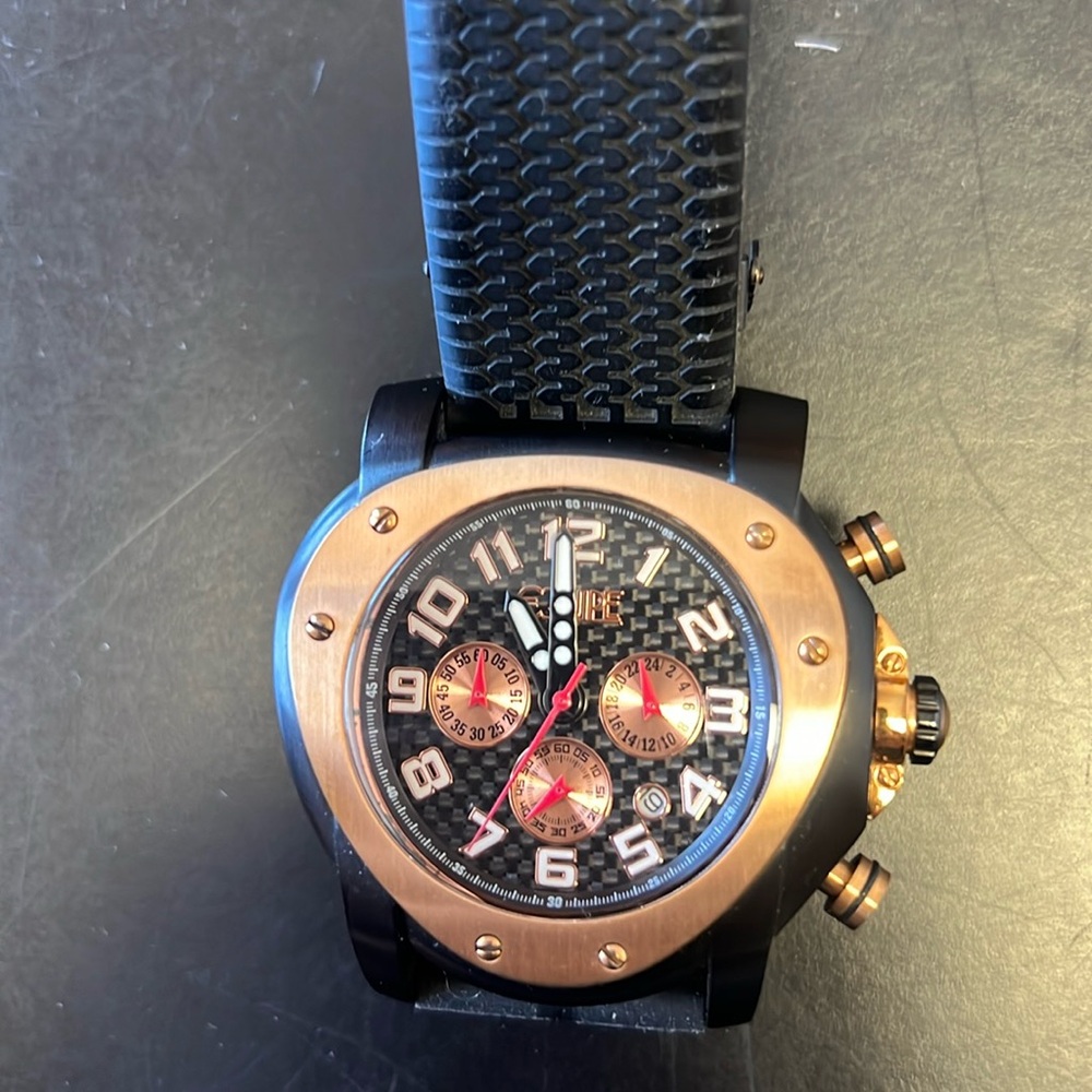 EQUIPE E202 Grille Mens Watch. Black and Copper. Used Excellent Condition!